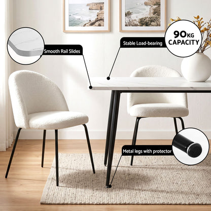 5-Piece Marble Dining Table Chair Set | HomeAndLiving - 5