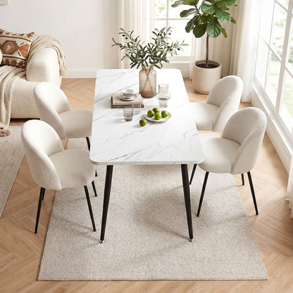 5-Piece Marble Dining Table Chair Set | HomeAndLiving - 7