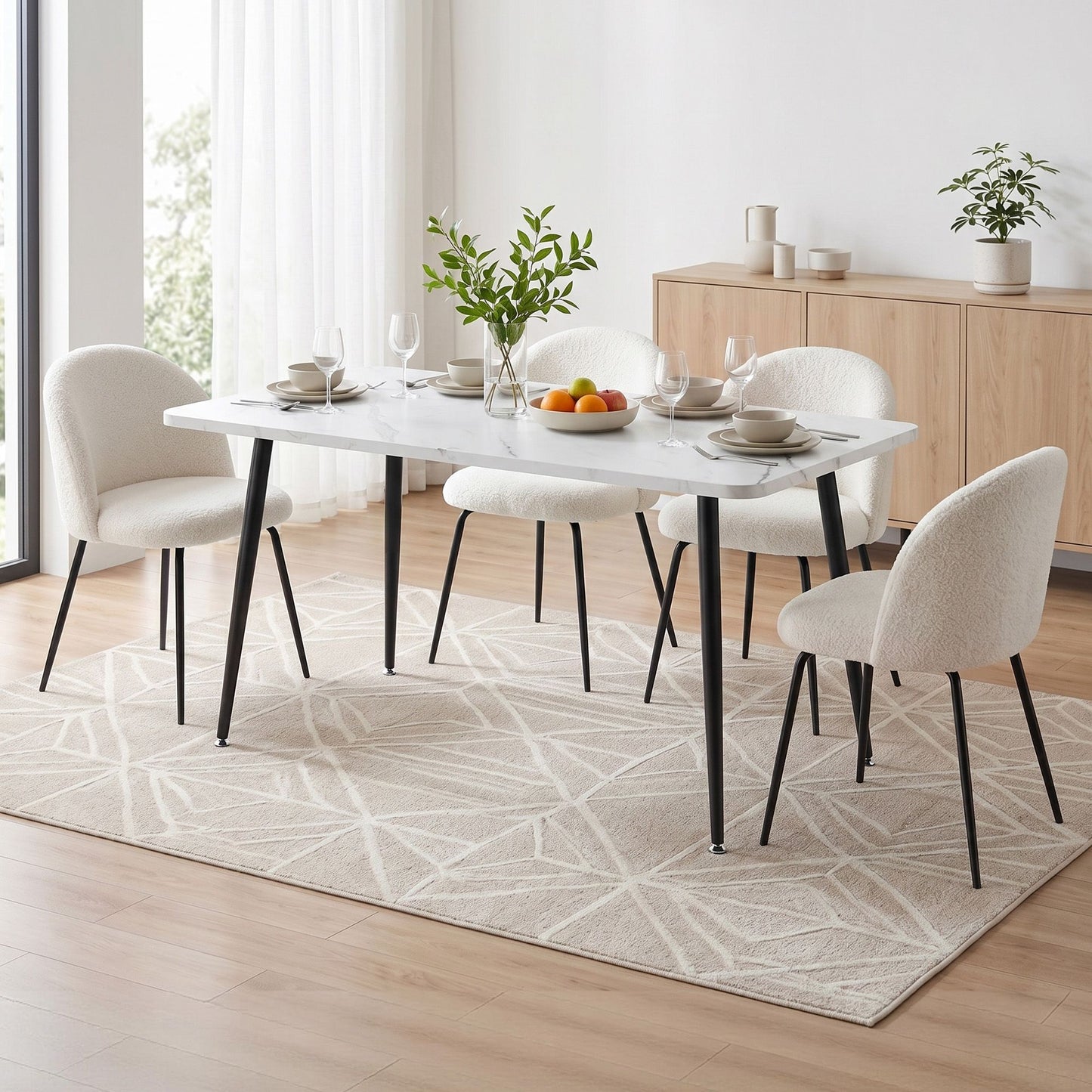 5-Piece Marble Dining Table Chair Set | HomeAndLiving - 8
