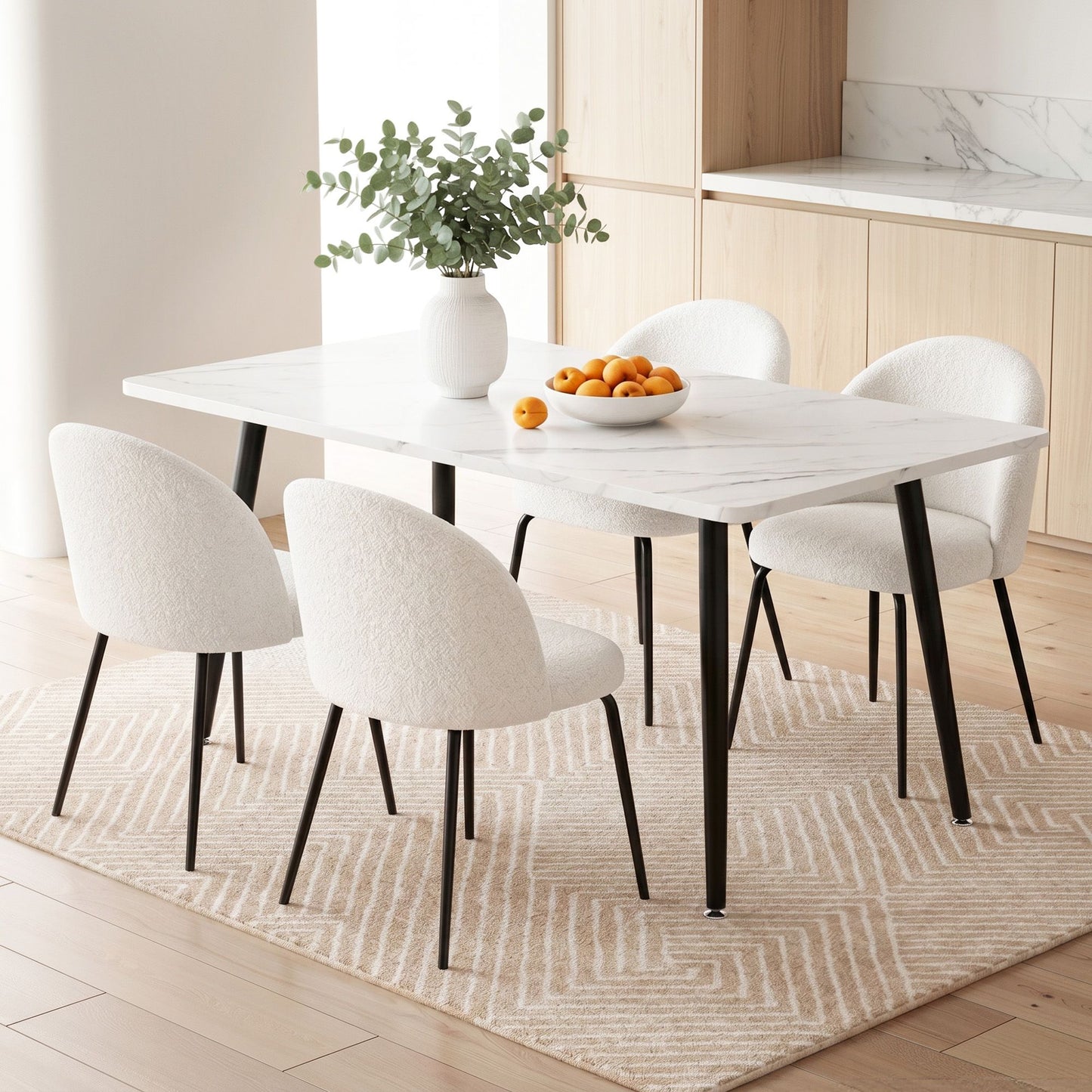 5-Piece Marble Dining Table Chair Set | HomeAndLiving - 10
