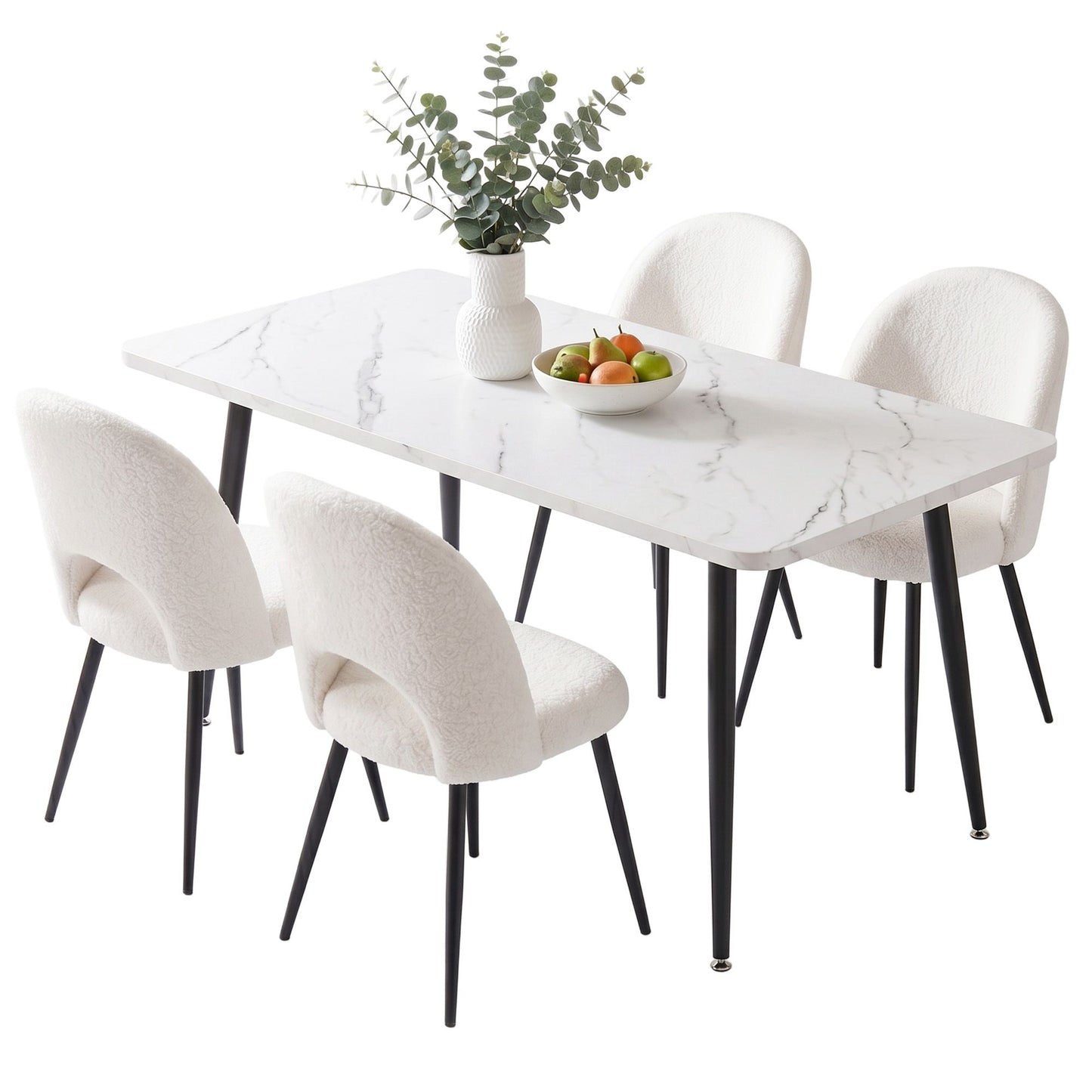 5 Piece Marble Dining Table Chair Set | HomeAndLiving - 4