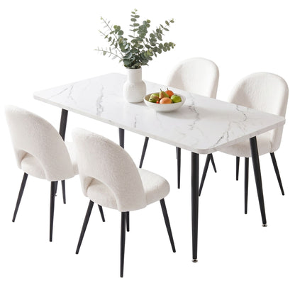 5 Piece Marble Dining Table Chair Set | HomeAndLiving - 4