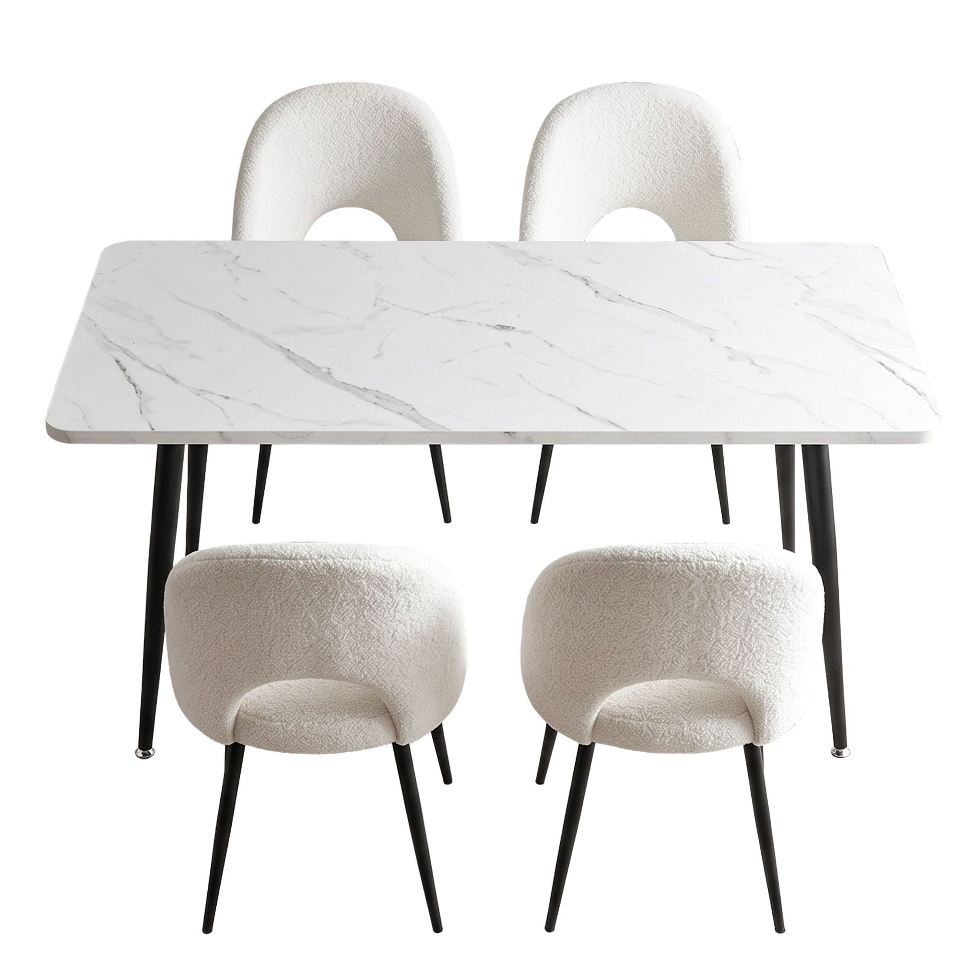 5 Piece Marble Dining Table Chair Set | HomeAndLiving - 5