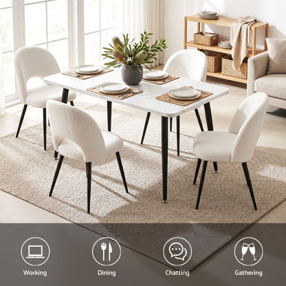5 Piece Marble Dining Table Chair Set | HomeAndLiving - 6