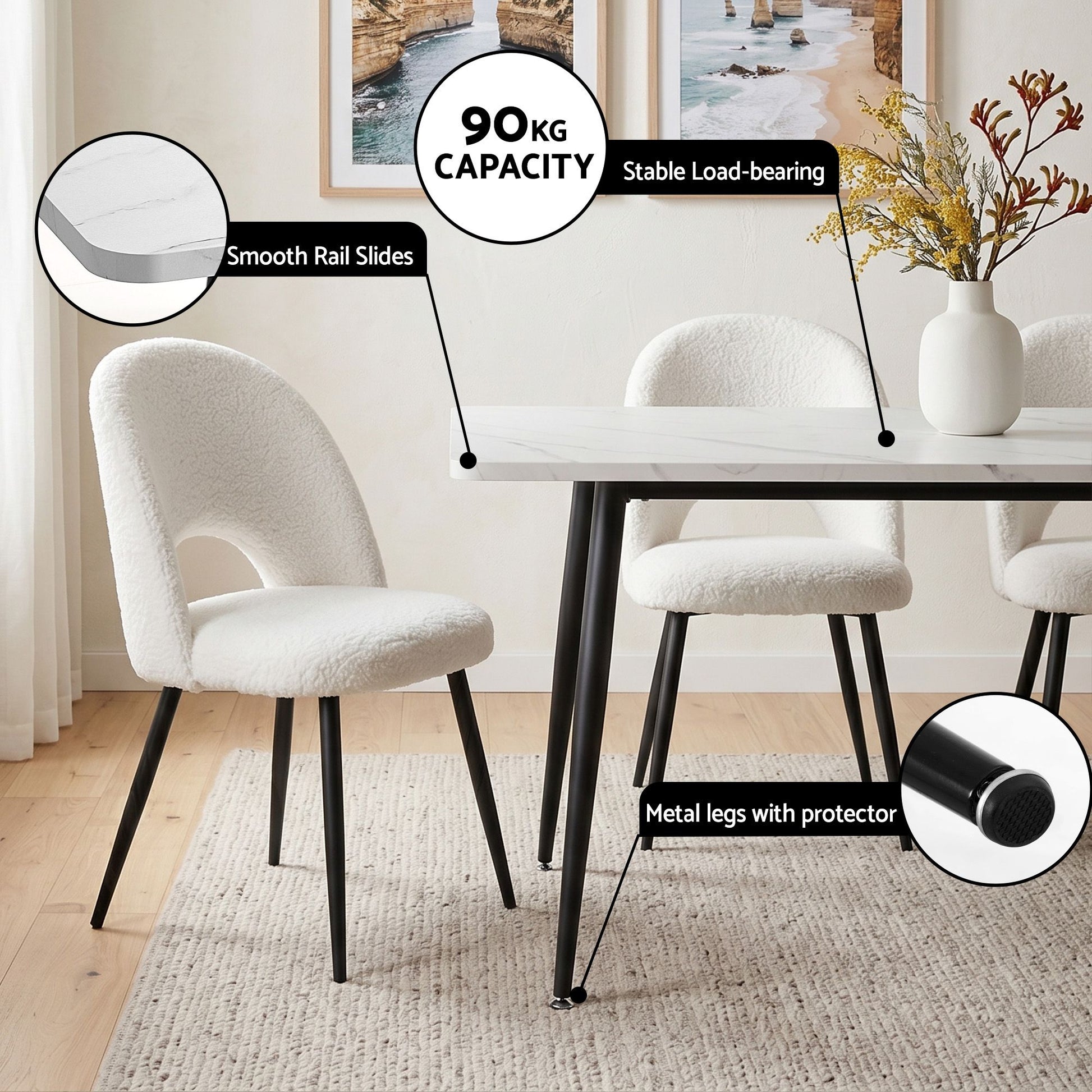 5 Piece Marble Dining Table Chair Set | HomeAndLiving - 7