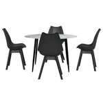 1 Dining Table and 4 Chairs Set Marble Black