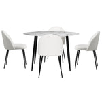 1 Dining Table and 4 Chairs Set Marble White