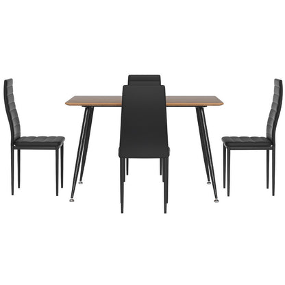 1 Dining Table and 4 Chairs Set Rectangle Metal