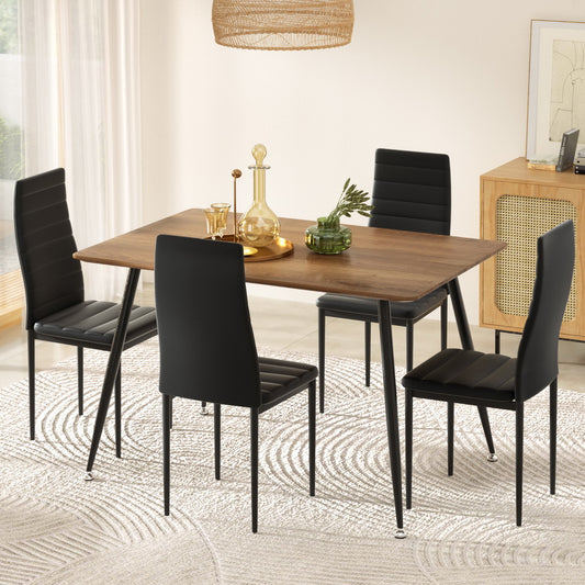 1 Dining Table and 4 Chairs Set Rectangle Metal