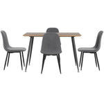 1 Dining Table and 4 Chairs Set Grey Metal