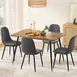 1 Dining Table and 4 Chairs Set Grey Metal