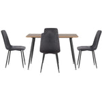 1 Dining Table and 4 Chairs Set Grey Velvet
