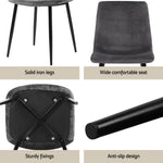 1 Dining Table and 4 Chairs Set Grey Velvet