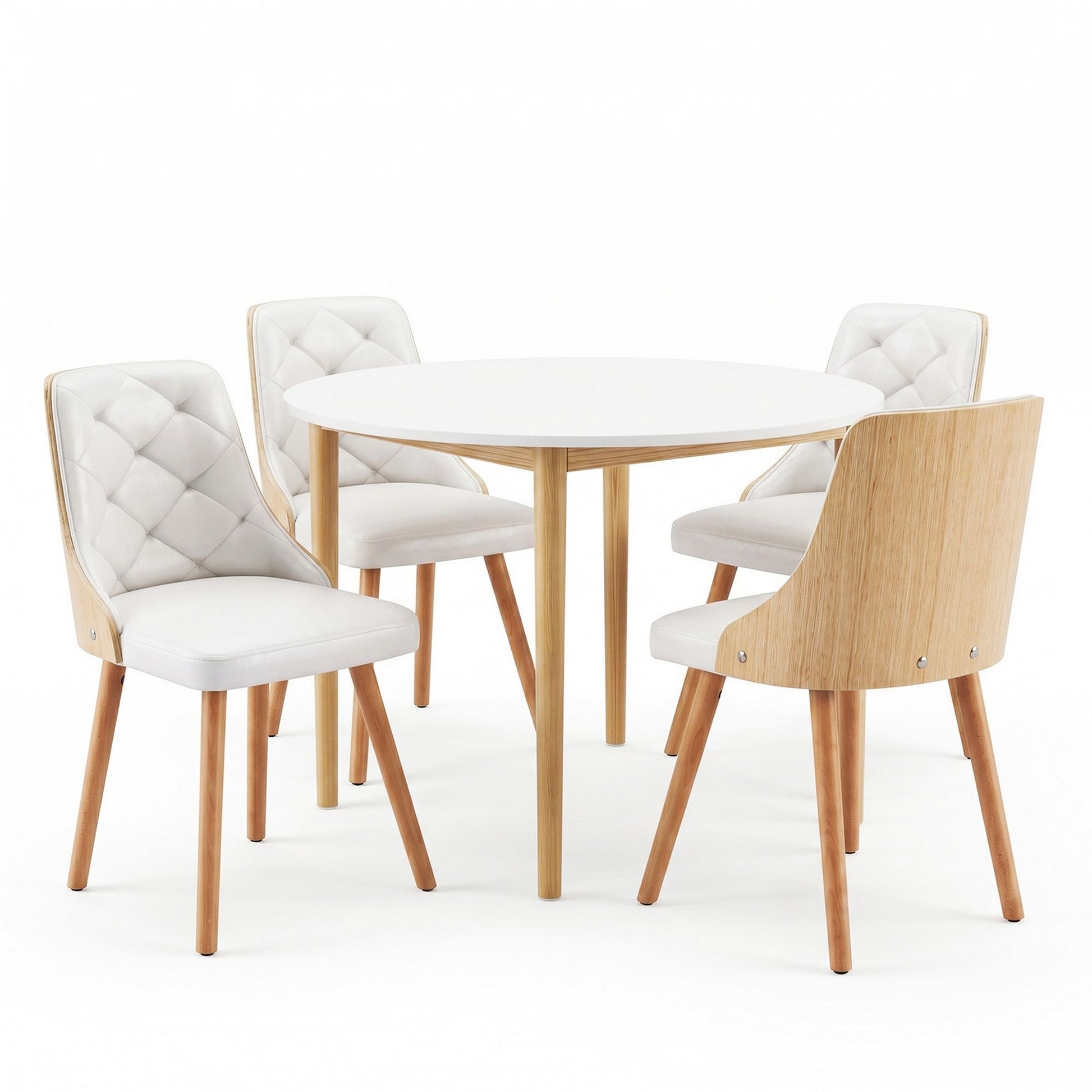 Round Dining Table Chairs Set 5PCS White | HomeAndLiving - 5