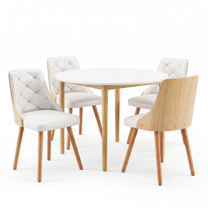 Round Dining Table Chairs Set 5PCS White | HomeAndLiving - 5