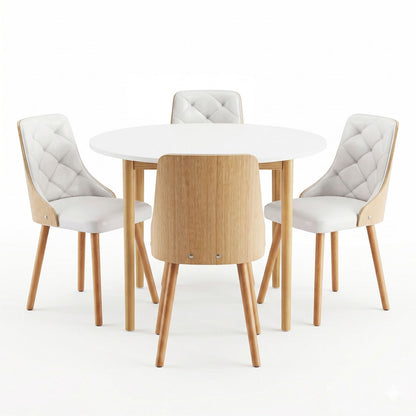 Round Dining Table Chairs Set 5PCS White | HomeAndLiving - 6