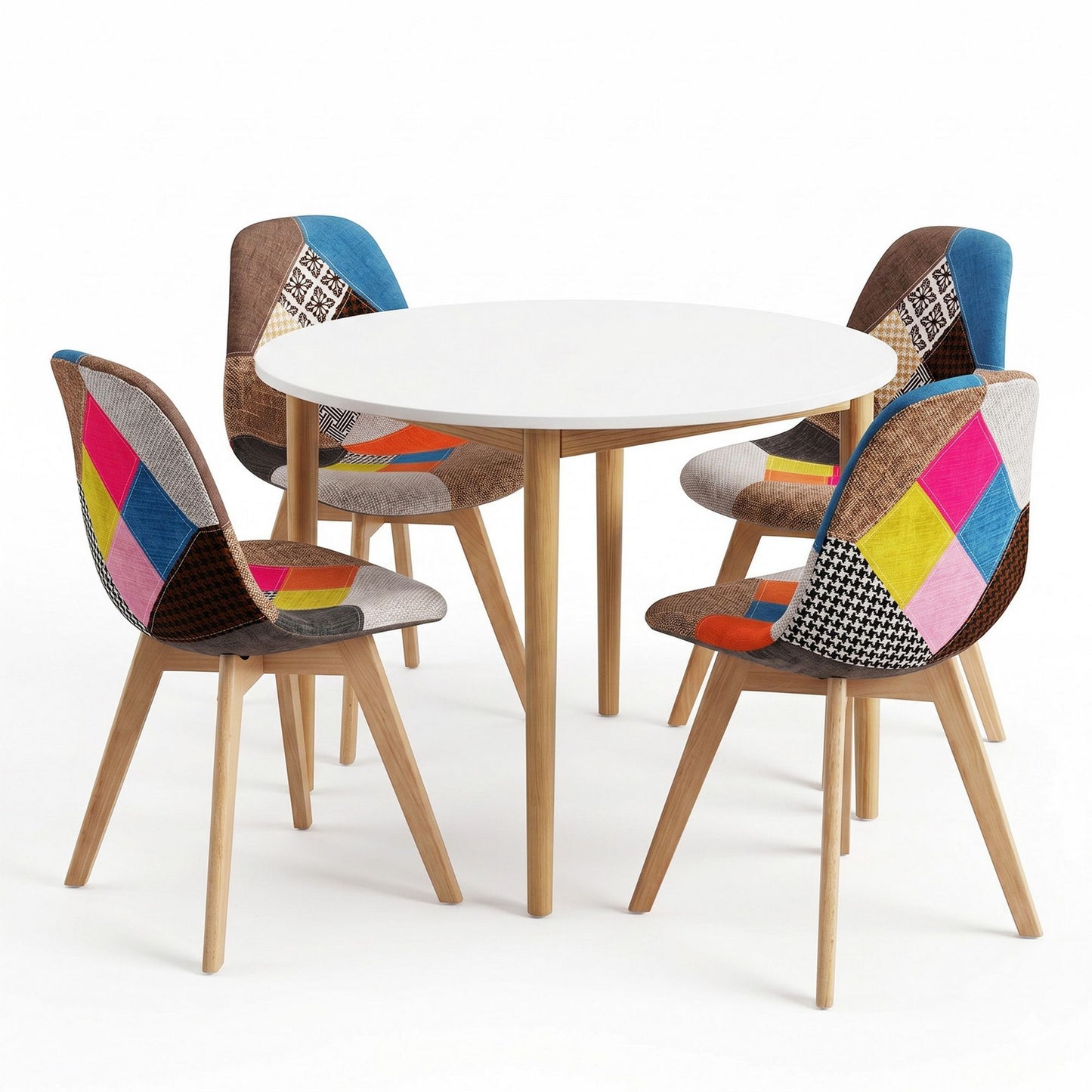 Round Dining Table 4 Chairs Set White | HomeAndLiving - 2