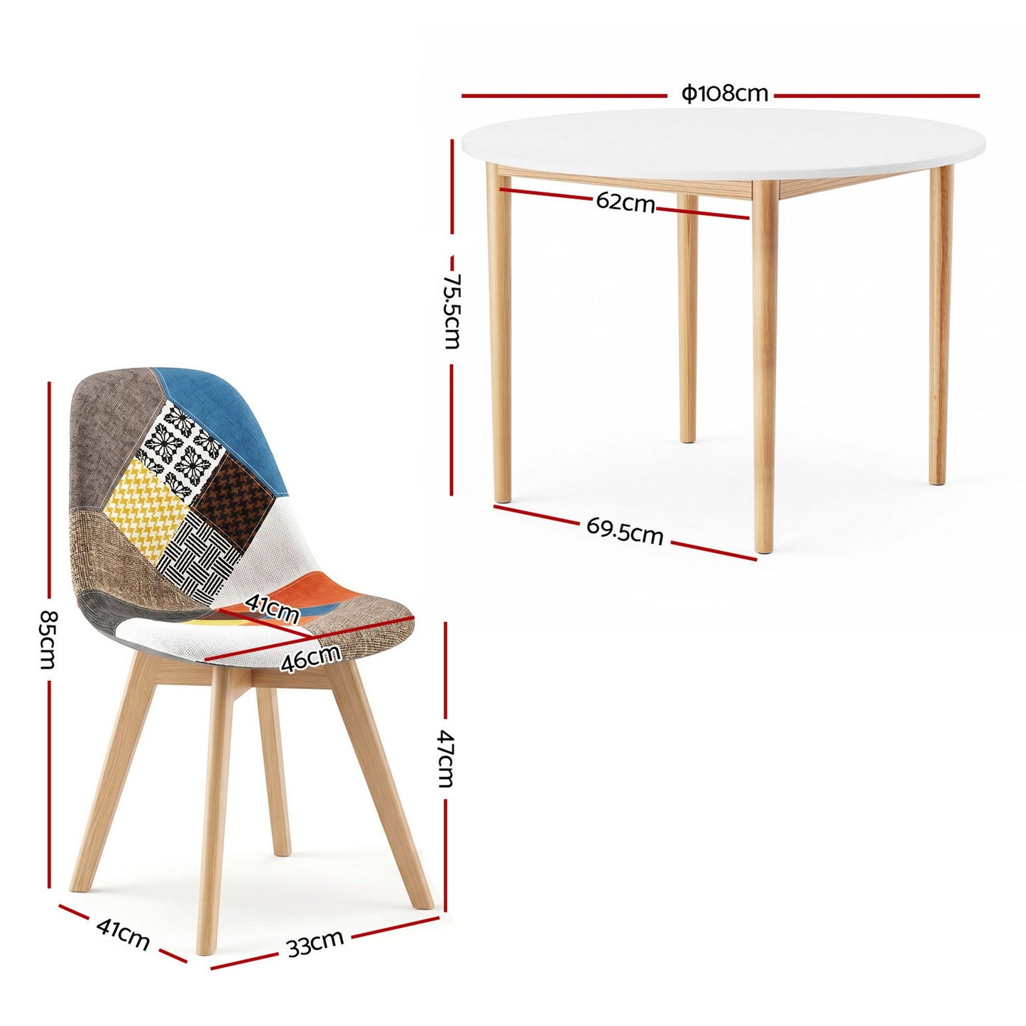 Round Dining Table 4 Chairs Set White | HomeAndLiving - 3