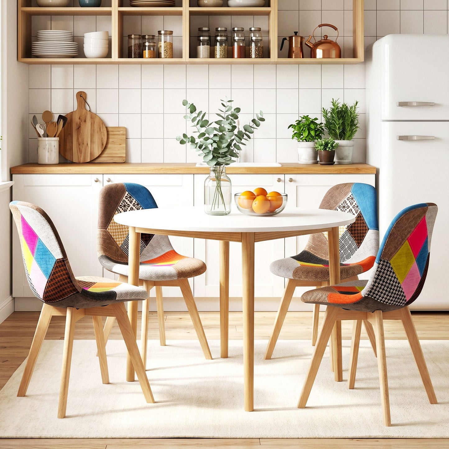 Round Dining Table 4 Chairs Set White | HomeAndLiving - 7