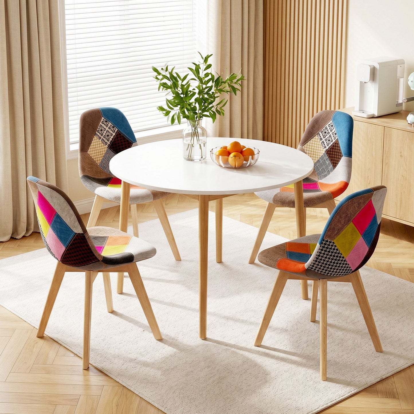 Round Dining Table 4 Chairs Set White | HomeAndLiving - 10