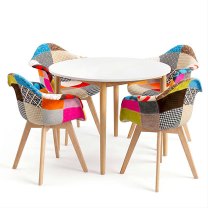 Dining Table Set White Round 49x42x84cm
