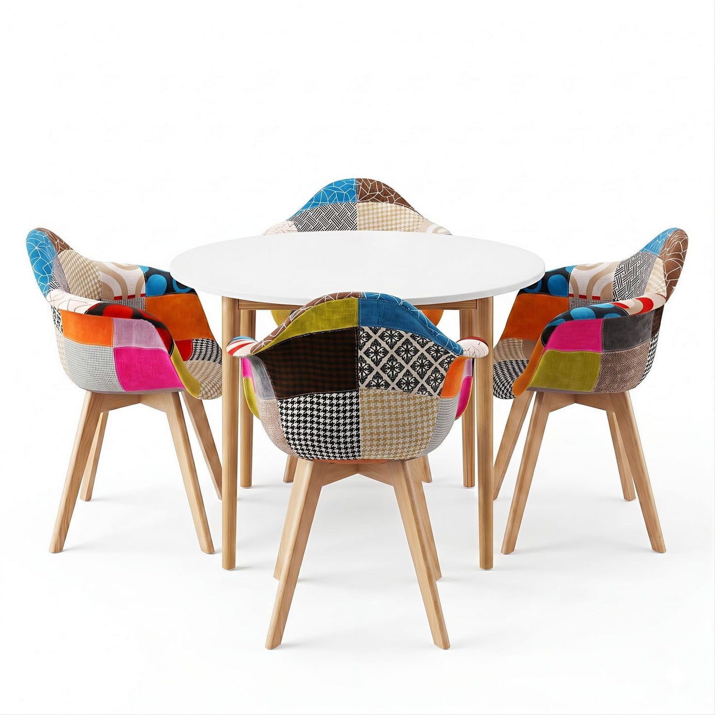 Dining Table Set White Round 49x42x84cm