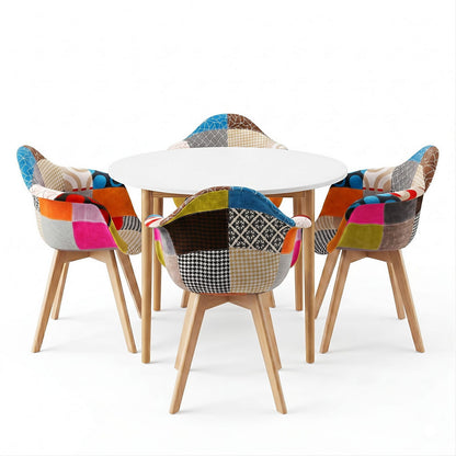 Dining Table Set White Round 49x42x84cm