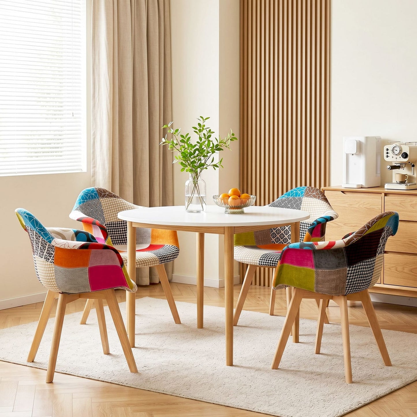 Dining Table Set White Round 49x42x84cm