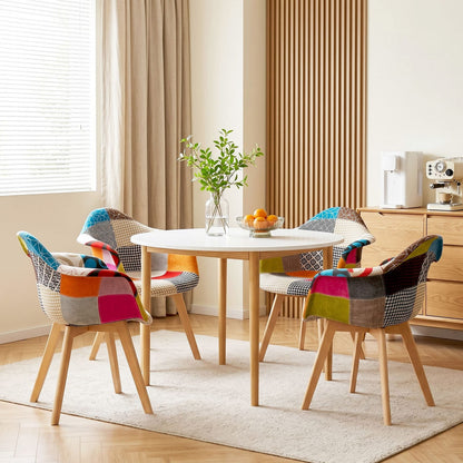 Dining Table Set White Round 49x42x84cm
