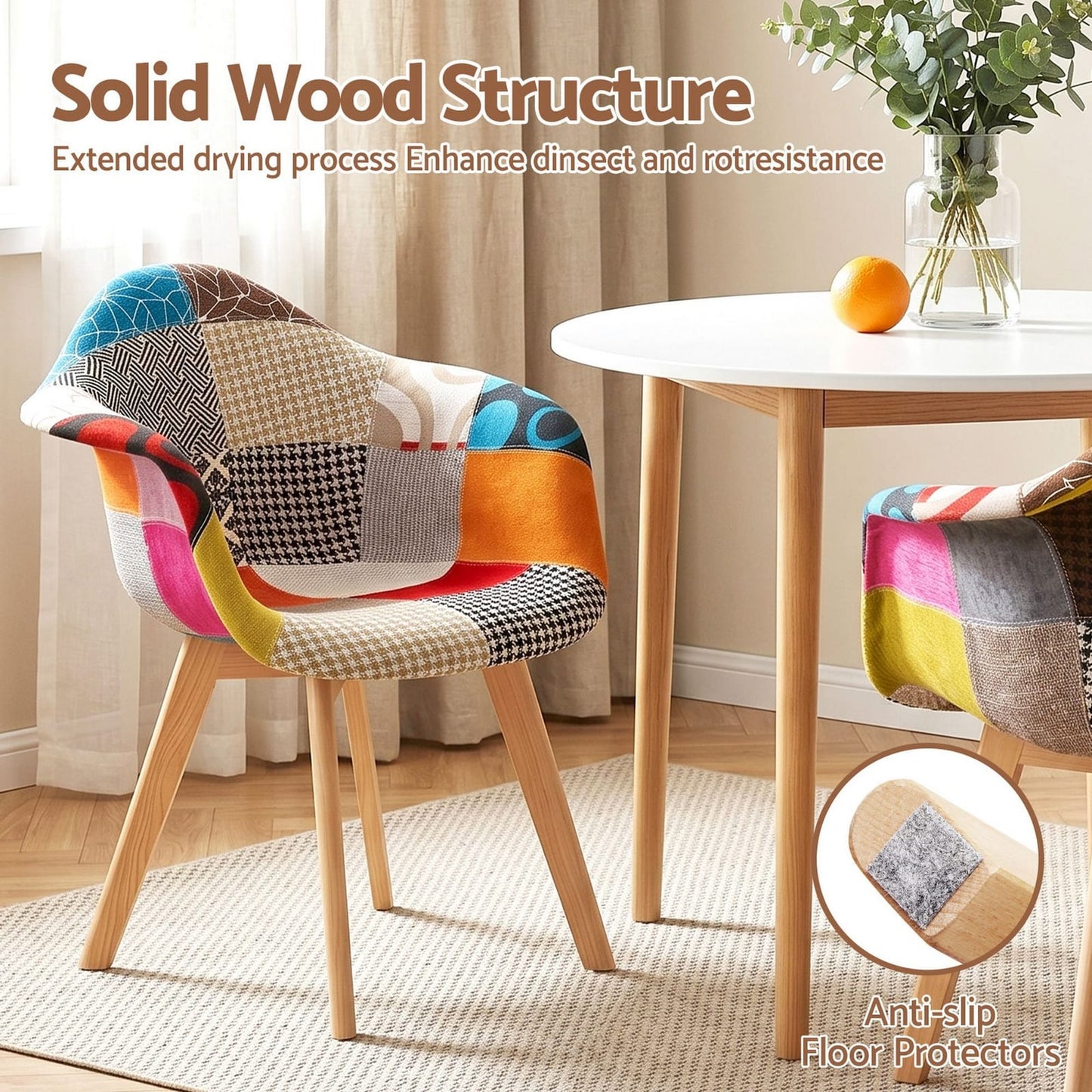 Dining Table Set White Round 49x42x84cm