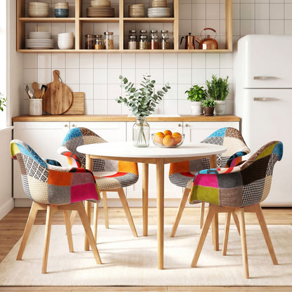 Dining Table Set White Round 49x42x84cm