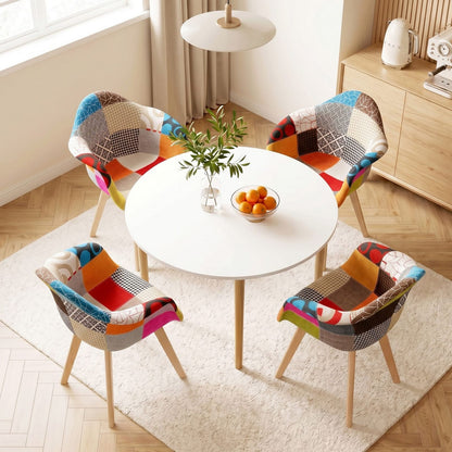 Dining Table Set White Round 49x42x84cm