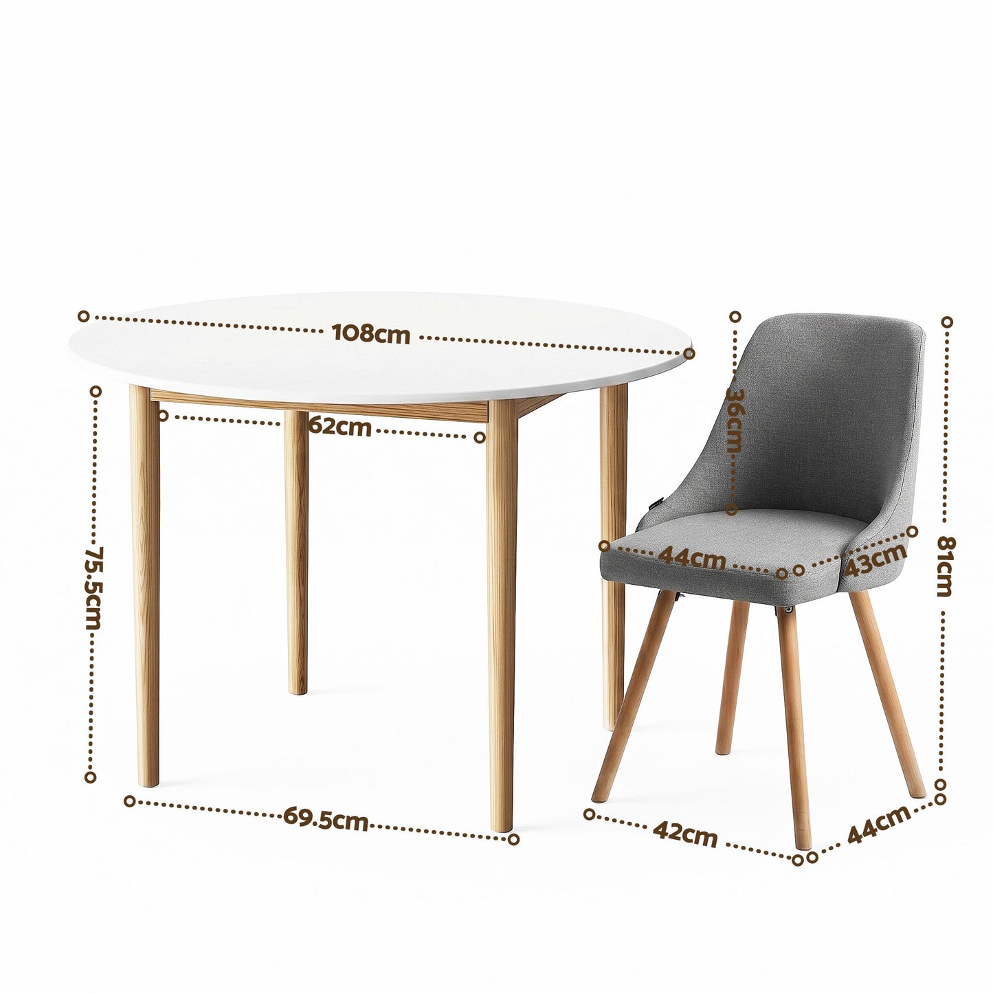 Round Dining Table Chairs Set 5 Piece | HomeAndLiving - 3