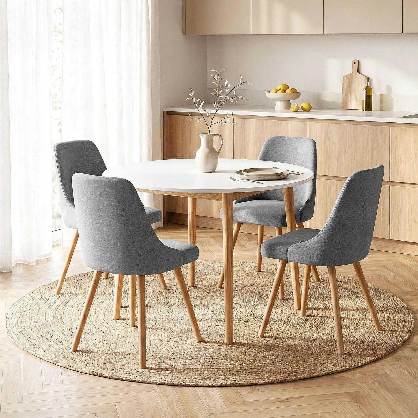 Round Dining Table Chairs Set 5 Piece | HomeAndLiving