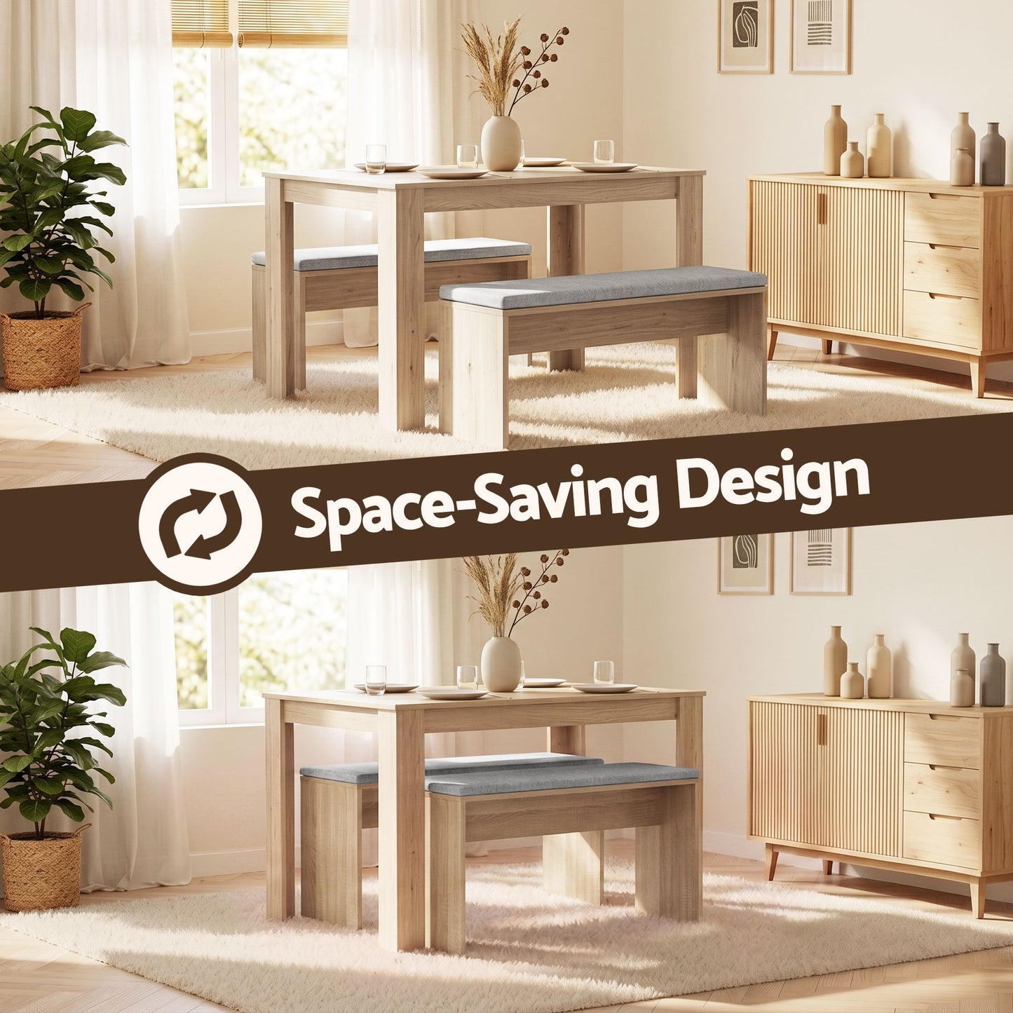 3 Piece Dining Set 120cm Oak Table Chairs | HomeAndLiving - 7