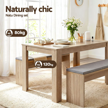 3 Piece Dining Set 120cm Oak Table Chairs | HomeAndLiving - 8