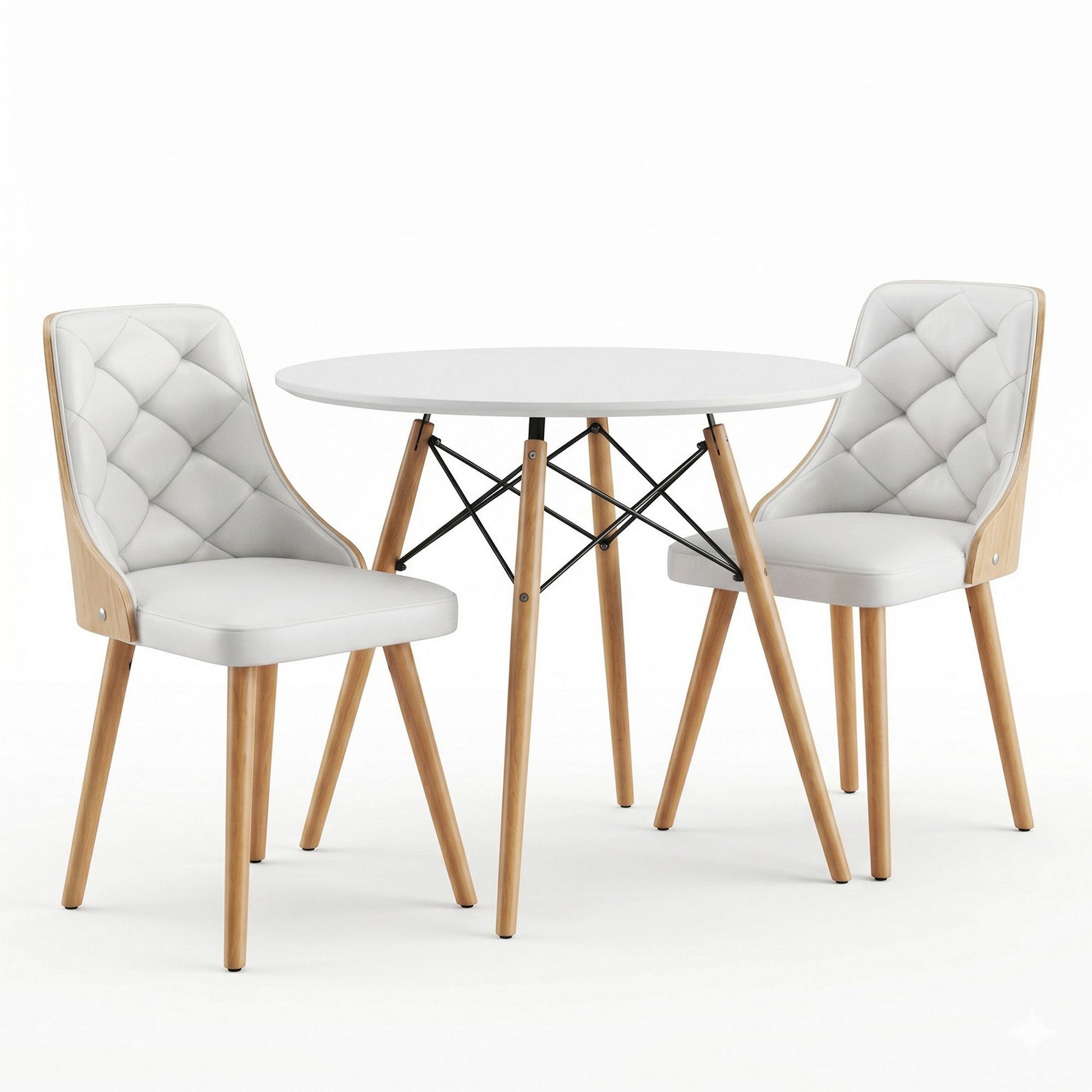 Round Dining Set 90cm 2 Seater White | HomeAndLiving - 10