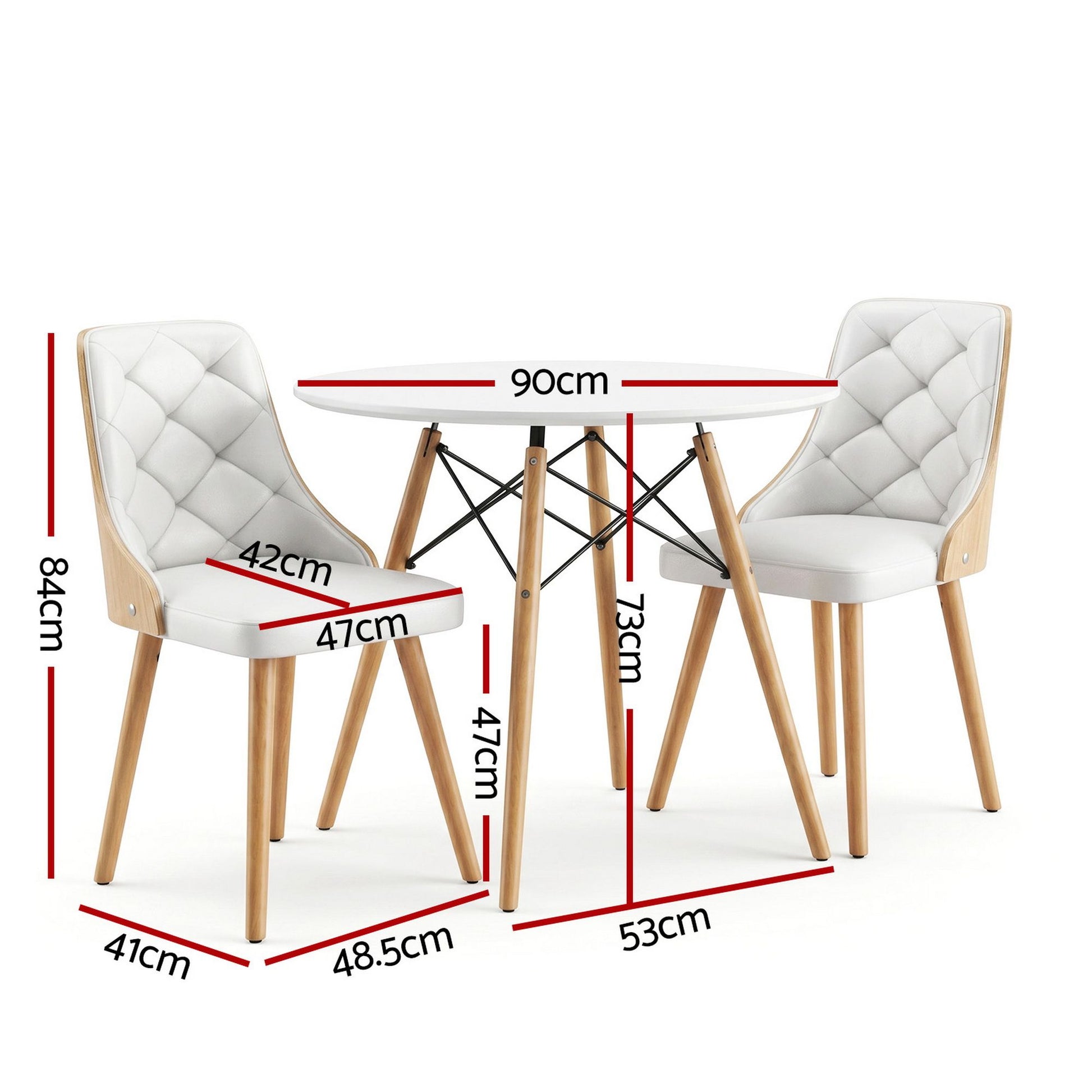 Round Dining Set 90cm 2 Seater White | HomeAndLiving - 7