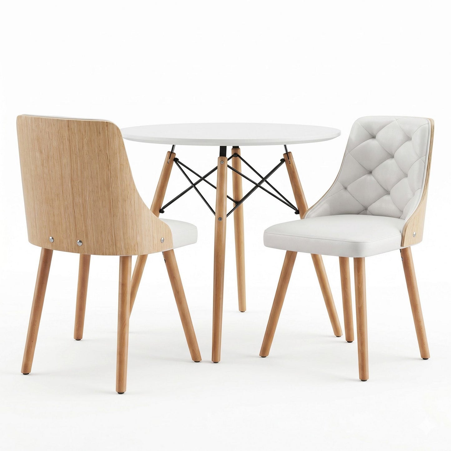Round Dining Set 90cm 2 Seater White | HomeAndLiving - 6