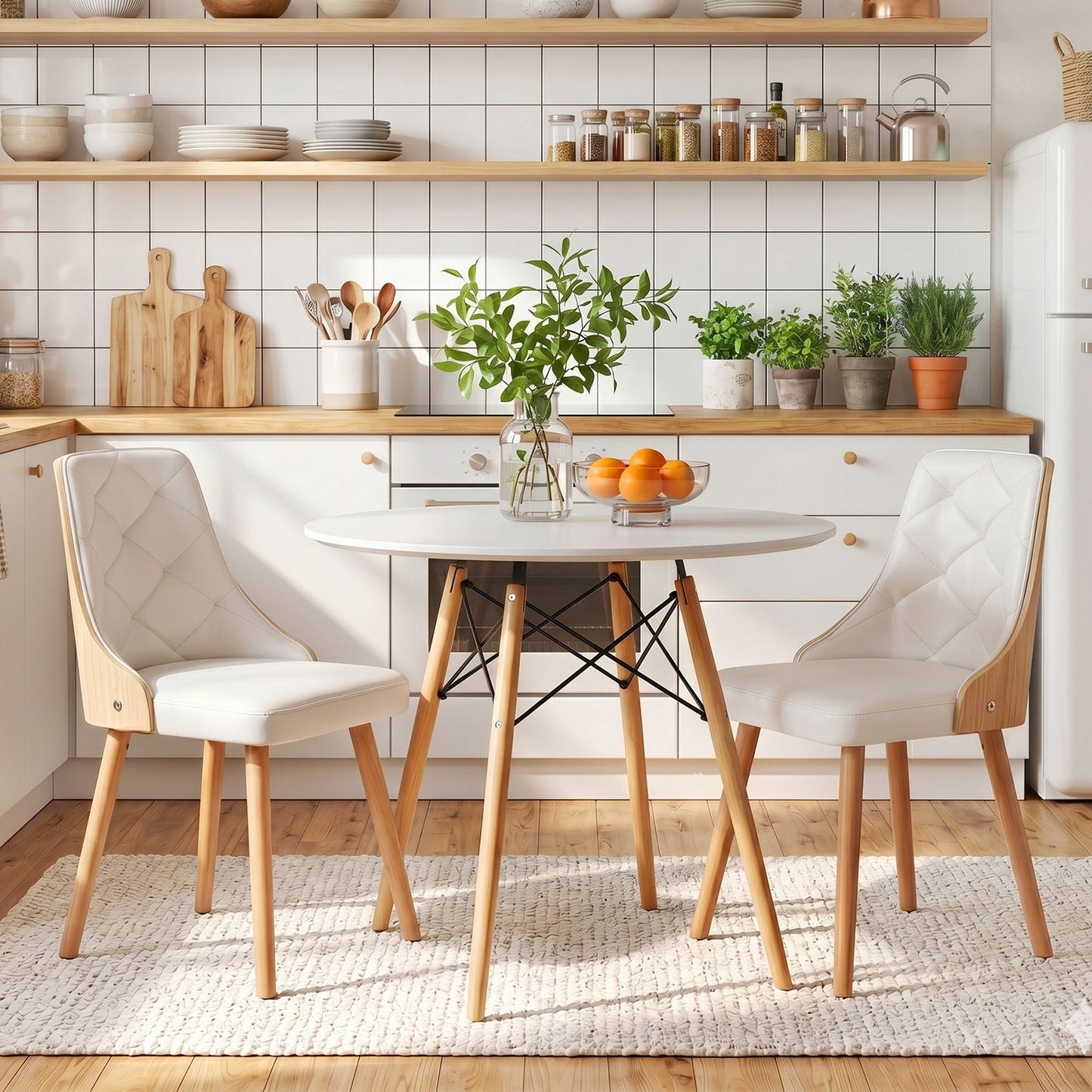 Round Dining Set 90cm 2 Seater White | HomeAndLiving - 4