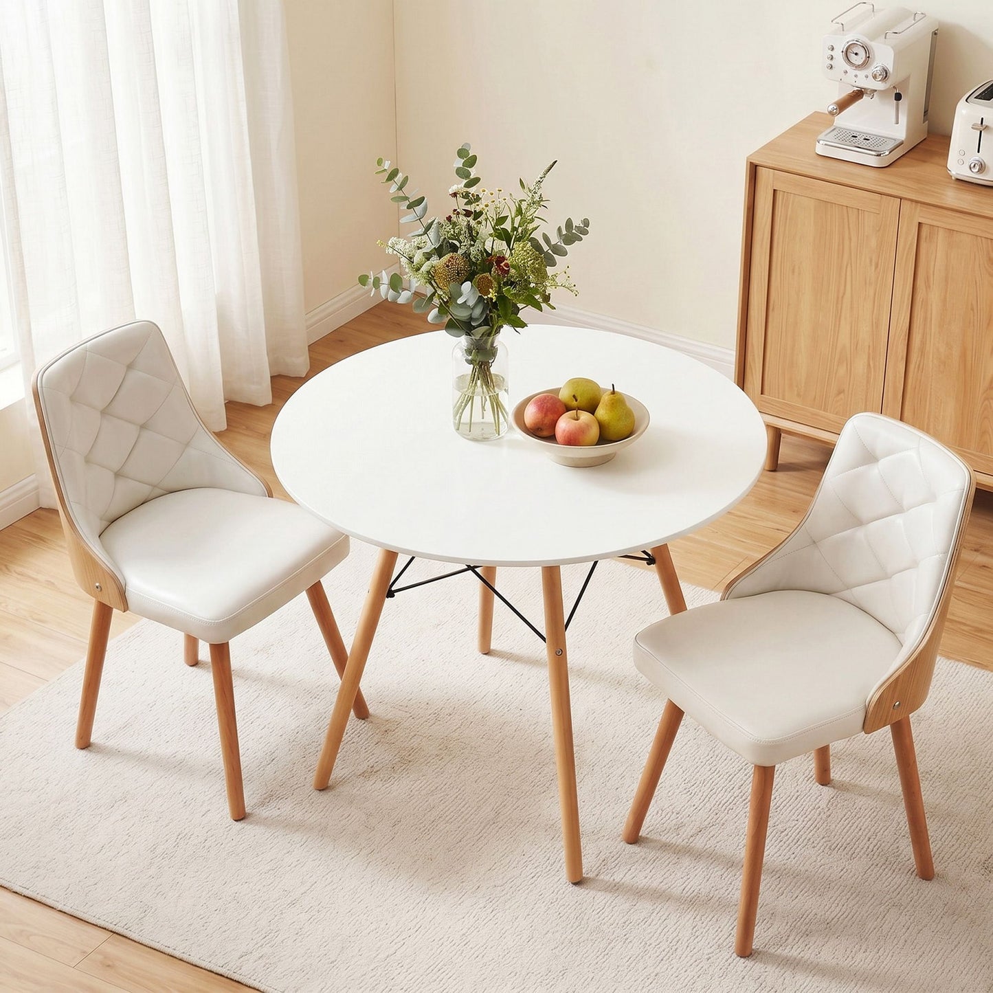 Round Dining Set 90cm 2 Seater White | HomeAndLiving - 3