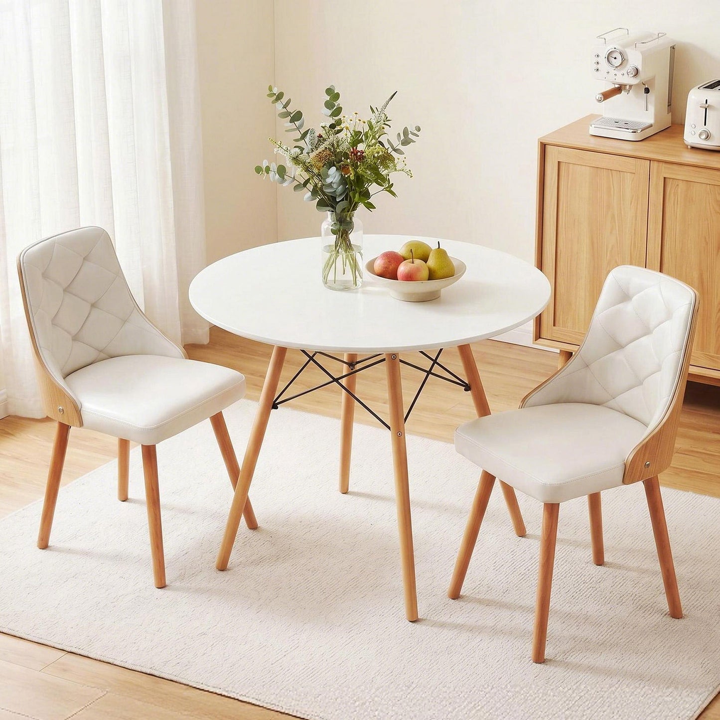 Round Dining Set 90cm 2 Seater White | HomeAndLiving - 9
