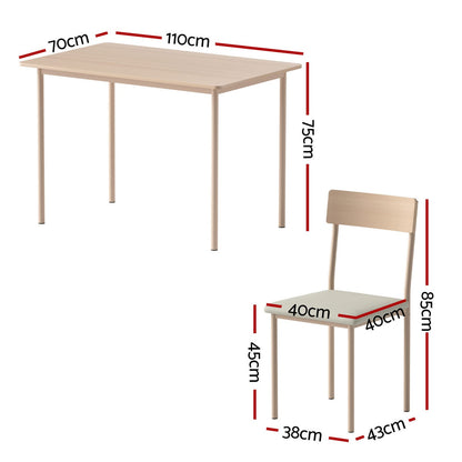 Compact Dining Set Natural 110x70x75cm