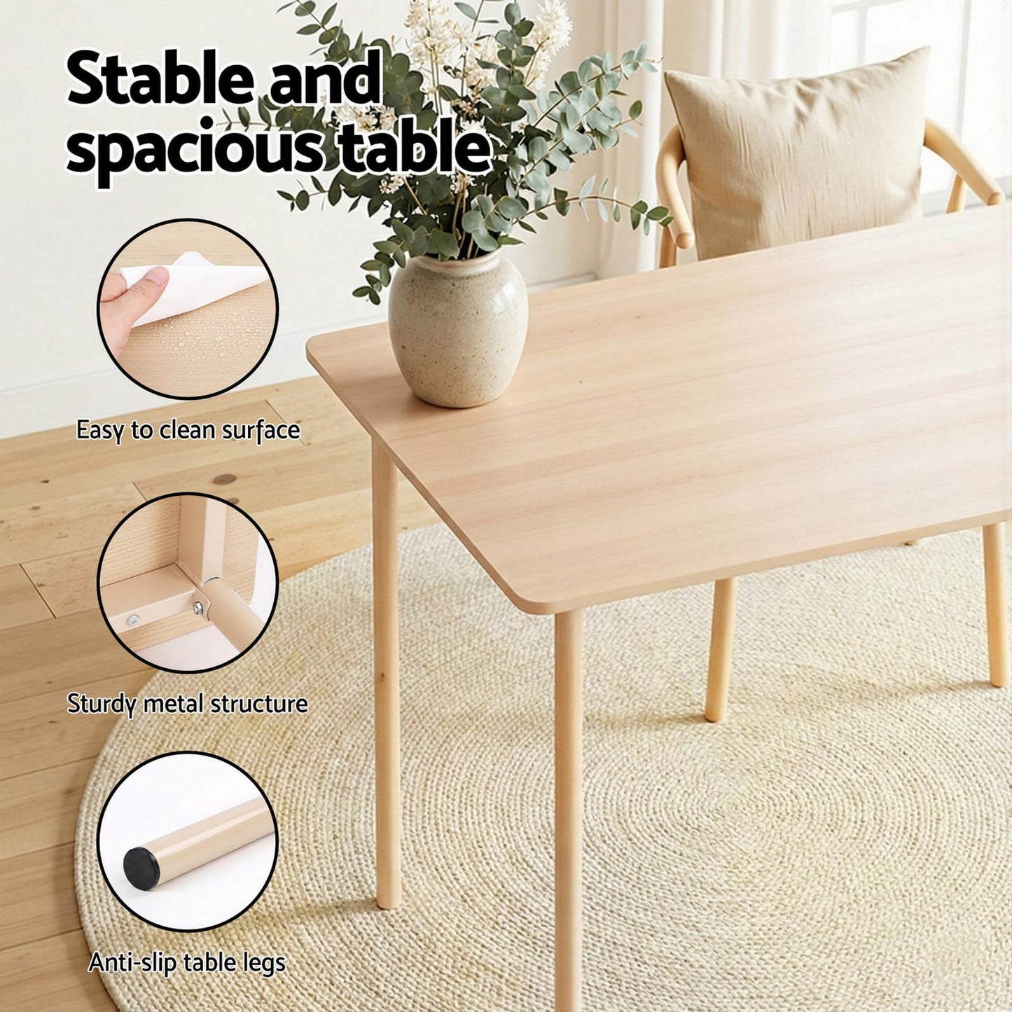 Compact Dining Set Natural 110x70x75cm
