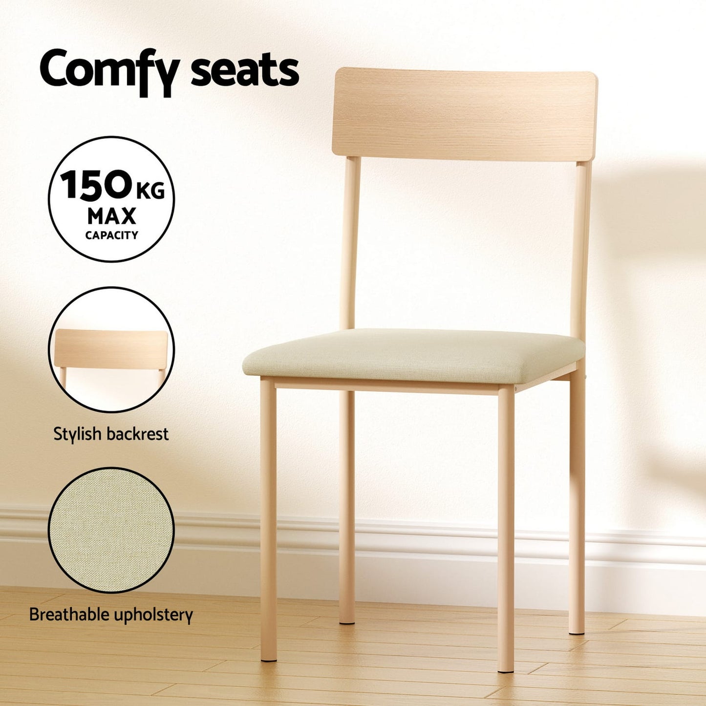 Compact Dining Set Natural 110x70x75cm