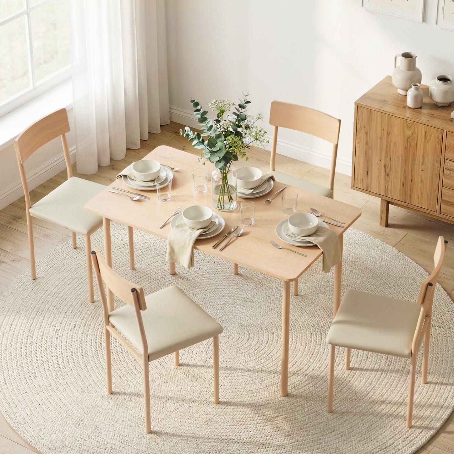 Compact Dining Set Natural 110x70x75cm