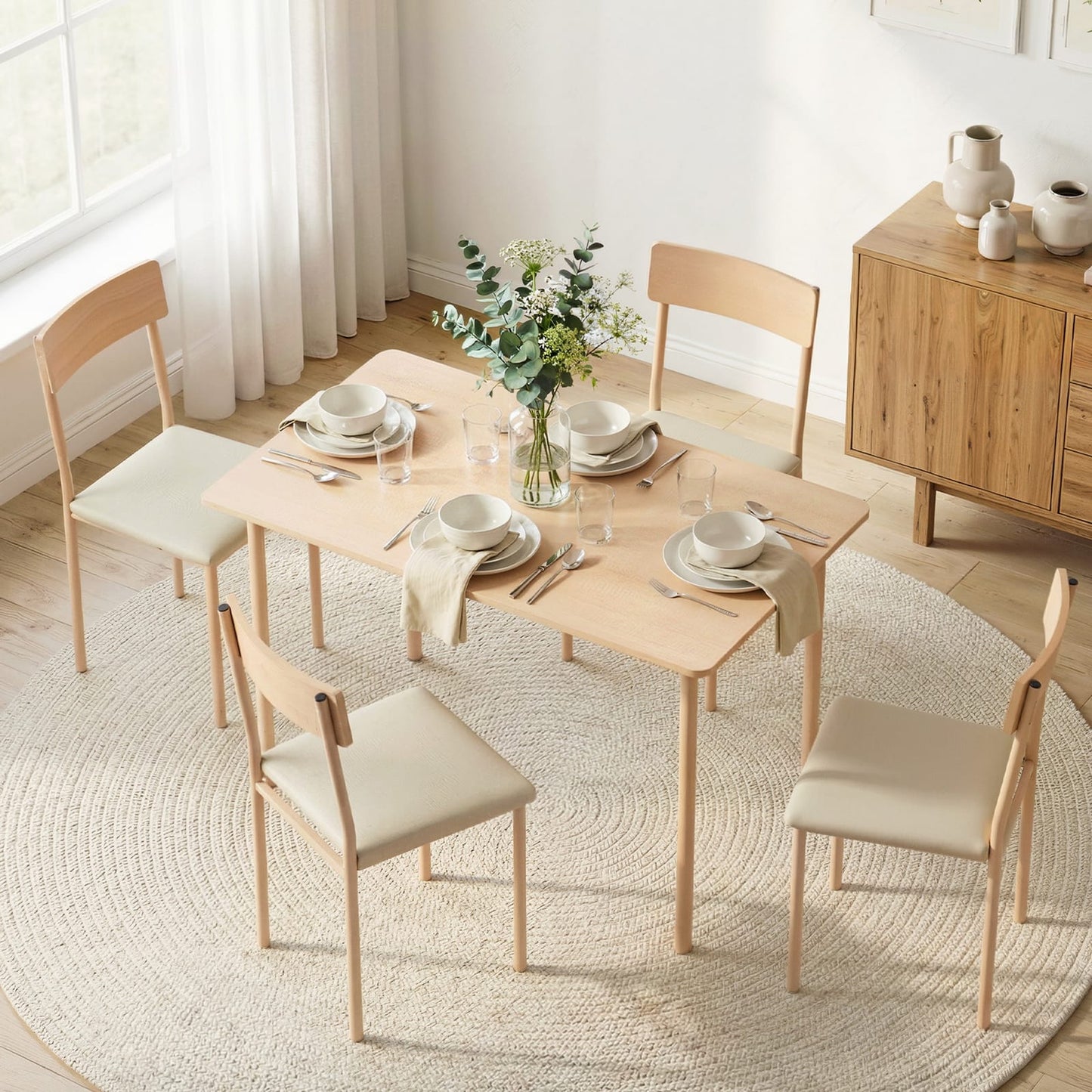 Compact Dining Set Natural 110x70x75cm