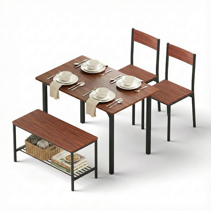Dining Set With Storage Bench 110x70x76cm