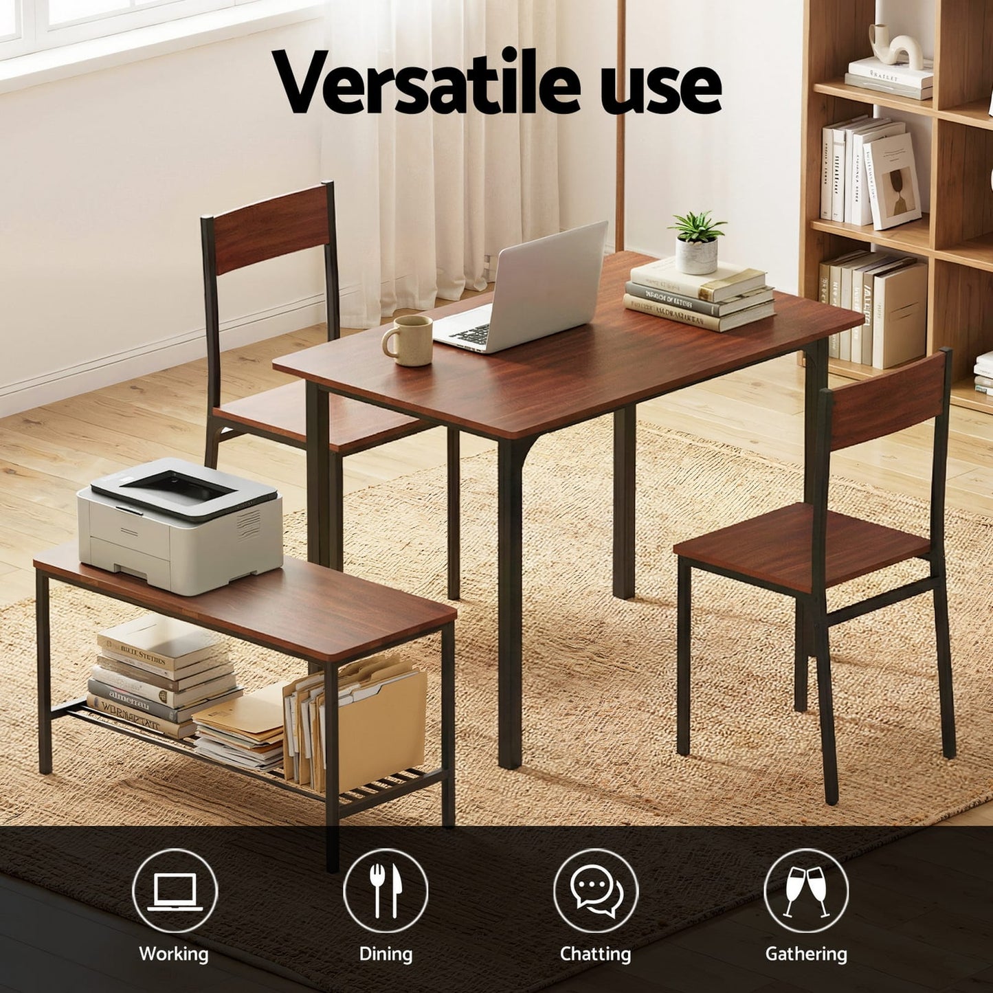 Dining Set With Storage Bench 110x70x76cm