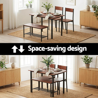 Dining Set With Storage Bench 110x70x76cm
